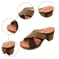 thumbnail image 6 of Rokment Women's Vintage Orthopedic Platform Chunky Block High Heels Slip on Dress Sandals Adjustable Breathable Suede Crooss-Band Heeled Slides Beach Summer Shoes for Woman Khaki Size 6, 6 of 8
