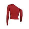 thumbnail image 5 of YueHuiYing Fashion Women Color Off Shoulder Long Sleeve Sweater Pullover Sweater Puff Blouse, 5 of 8