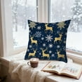 thumbnail image 5 of Virelaxpo Snowflake Pattern Christmas Pillow Cover in Blue and Gold, Linen Fabric for Living Room Decorations, 5 of 6