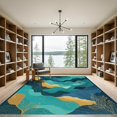 thumbnail image 2 of ODIKA 4'x6' Machine Washable Non-Slip Area Rug, Abstract Teal High Traffic Rug, Blue, 1077970, 2 of 7