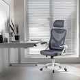 thumbnail image 2 of Alden Design High Back Ergonomic Mesh Office Chair with Adjustable Padded Headrest, White/Gray, 2 of 8