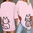 thumbnail image 2 of Bibifish Womens Oversized T-Shirts Crew Neck Short Sleeve Cute Cat Print Graphic Tshirt Casual Outings Holiday Weekend Daily Wear Tees, 2 of 4
