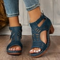 thumbnail image 3 of Dressy Sandals for Women 2025 Roman Hollow Peep Toe Chunky Block High Heel Gladiator Dress Booties Sandals, 3 of 7