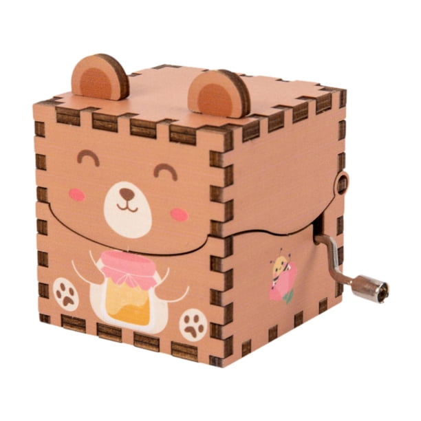 Caja de música de madera con rompecabezas 3D, adorno coleccionable, manivela para festivales. Estilo B