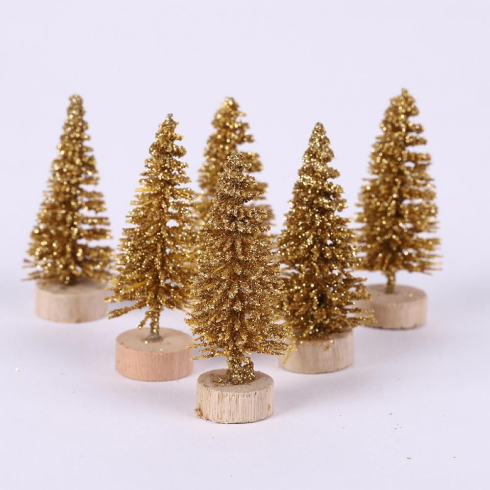 12x Mini Sisal Trees Bottle Brush Christmas Trees Snow Frost Xmas Decor 