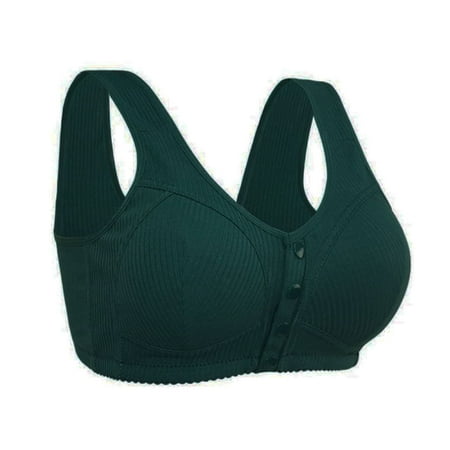 Ovticza Front Closure Posture Bra Back Support Comfort Unlined Wireless Bras Support Everyday Dark Green 50