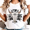 thumbnail image 2 of Aztec Tribal Bull Skull T-Shirt, Western Boho Tee, 2 of 6
