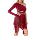 thumbnail image 4 of iEFiEL Womens Latin Ballroom Dance Costume Asymmetrical One Shoulder Performance Dance Dresses, 4 of 7