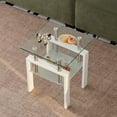 thumbnail image 3 of Coffee Tables White Tempered Clear Glass End Table, 2-Layers Small Table with Storage, Living Room Side Table,End Tables, 3 of 6