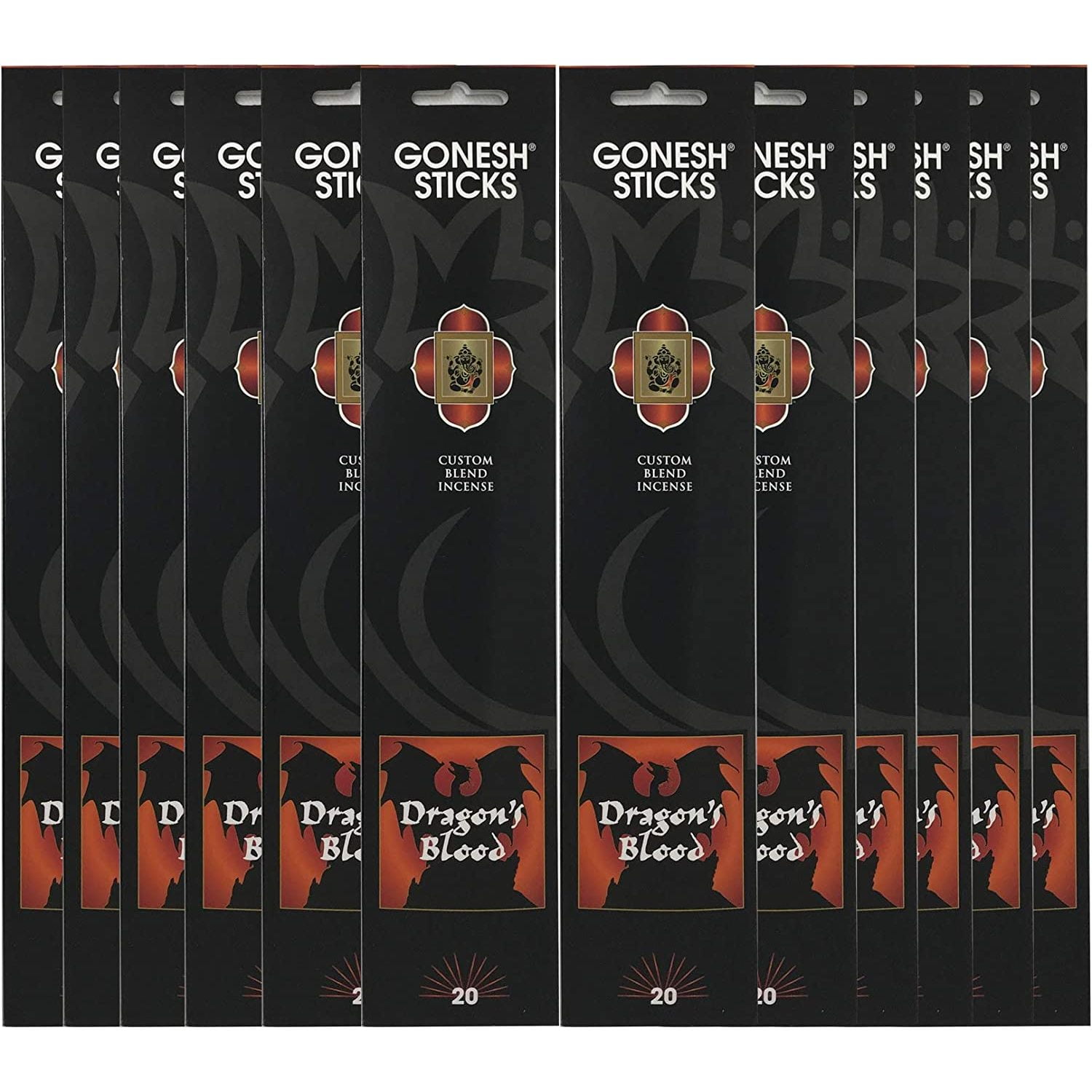 MSE Gonesh Incense Sticks Extra Rich Collection Bulk - Dragon's Blood - 12 Packs (240 Total)