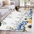 thumbnail image 2 of Blue Yellow Area&nbsp;Rug 2.7x5ft Flowers Eucalyptus Leaves Farmhouse Botanical Non-Slip&nbsp;Washable Square&nbsp;Rugs Soft Felt Indoor Floor Mat for Bedroom Kitchen Living Room Bathroom, 2 of 9