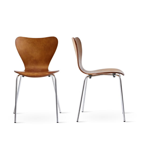 Livinia No.7 Mid-Century Modern Bentwood Stacking Chairs Set of 2 (Walnut)