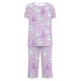 thumbnail image 5 of Rggeeun Halloween pajamas for women set Ghost Graphic Homewear Crew Neck Short Sleeve Tops Soft Pants with Pockets Holidays Simple Pjs Sets,Purple,S, 5 of 6