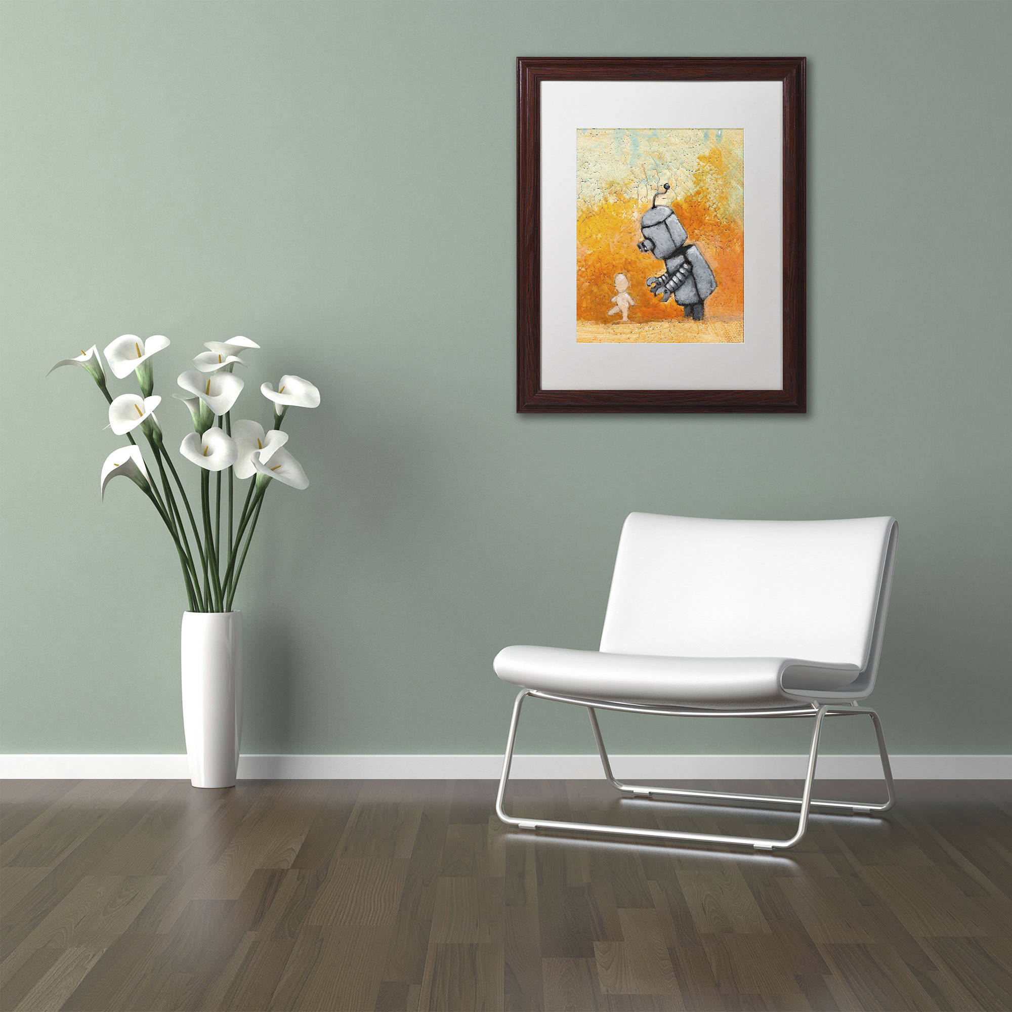 Trademark Fine Art 'Caretaker' Canvas Art by Craig Snodgrass, White Matte, Wood Frame