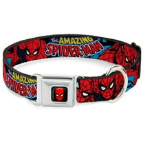 Marvel Comics Pet Collar, Dog Collar Metal Seatbelt Buckle, Amazing Spider Man, 11 to 16.5 Inches 1.0 Inch Wide