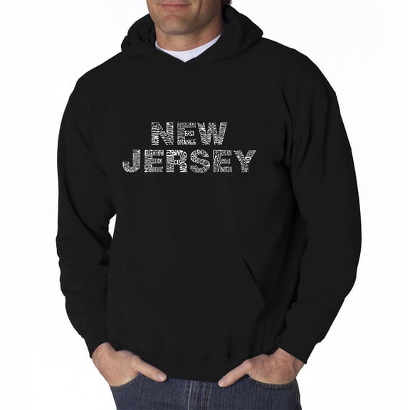 LA Pop Art Men's Word Art Hooded Sweatshirt - NEW JERSEY NEIGHBORHOODS