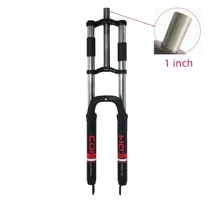 DONSP1986 26" Suspension Fork 1" Threaded 25.4mm Straight Tube Double Shoulder Triple Tree, Disc Brake, Black Bike Front Fork