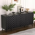 thumbnail image 5 of 63" Fluted Sideboard Buffet Cabinet with Storage, Diamond Shaped Relief Storage Cabinet with 4 Doors and Adjustable Shelves for Living Room, Entryway, Hallway (Black), 5 of 8