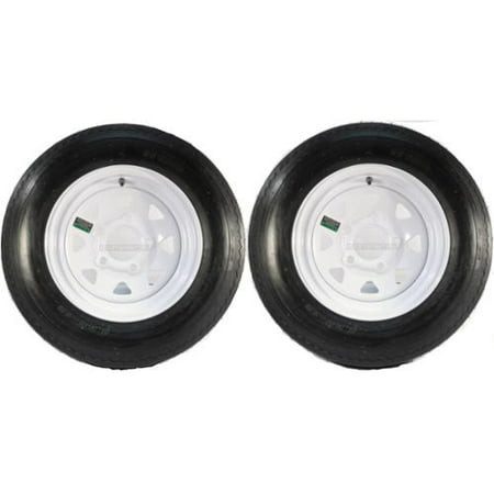 Two Trailer Tires On Rims 5.30-12 530-12 5.30 X 12 5 Hole Wheel White