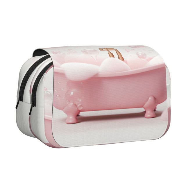 Disketp Cute Bathtub Estuche de Lápices de Doble Capa con Tapa Abatible y Cremallera, Organizador Escolar para Adolescentes y Adultos