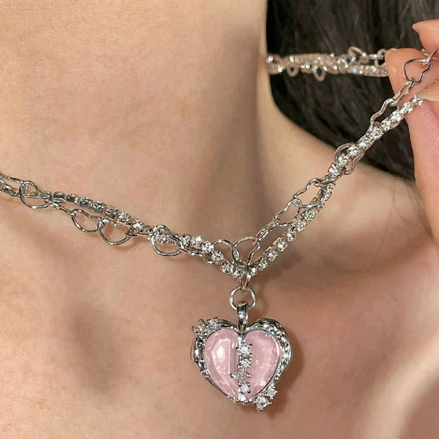 Fiudx Collar Elegante, Impresionante Diseño de Cristal de Circón, Joyería de Aleación de Moda, Perfecto para Cualquier Atuendo, Regalo Ideal para Cada Ocasión, Accesorio de Mujer para Mamá, Esposa o