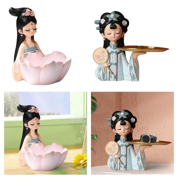 2 uds. de Estatuilla de niña BLESIY Galleta Rosado azul Estatuilla de escritorio