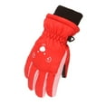 thumbnail image 2 of Likimi Toddler Kids Boys Girls Gloves Solid Color Cute Thermal Waterproof Gloves Fall Winter Ski Gloves Size 7-16 Years Red, 2 of 4