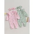 thumbnail image 7 of Infant Girl Rompers Daisy Print Buttons Long Sleeve Jumpsuits with Headband, 7 of 7