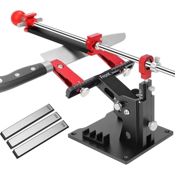 Adjustable Knife Sharpener Tool, Professional Knife Sharpening System Kit, Blade Sharpener Angle Guide W / 3 Diamond Stones (320#, 800#, 2000#) for Kitchen, Pocket, Hunting Knives