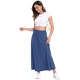 thumbnail image 5 of AskLazy Women's Maxi Skirt with Pockets,Ribbed Knit High Waisted Flowy A-Line Maxi Skirt,Comfortable Casual Wear,USA,Navy Blue,S, 5 of 8