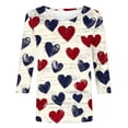 thumbnail image 2 of Uootdi 3/4 Sleeve Tops for Women Crewneck American Flag Print Patriotic 4th of July Casual Daily Graphic Blouses Gift, 2 of 6