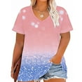 thumbnail image 2 of Plus Size T Shirts for Women V-Neck Graphic Tee with Short Sleeve Summer Casual Loose Floral Print Tops, 2 of 4