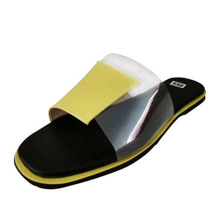 

Aueoeo Square Toe Fashion And Comfortable Large Size Chain One-word Fashion Fashion Sandals
