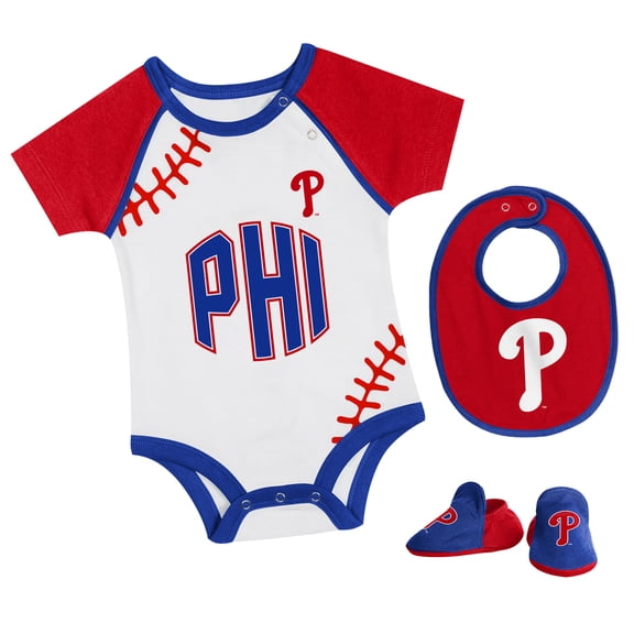 Newborn & Infant Philadelphia Phillies Tied Up Bodysuit, Bib & Bootie Set