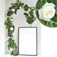 thumbnail image 2 of Twfbrm Artificial Eucalyptus Garland, 6.6 FT Realistic Silk Green Leaves Vine Foliage Garland with White Rose, UV Resistant Vine Hanging Plants Greenery Garland Spring Decor for Wedding Party Garden, 2 of 9