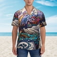 thumbnail image 2 of Gukieu Psychedelic Shark Artwork Print Men's Short-sleeved Shirts, Button-down Lapel Hawaiian Shirts, T-shirts, Beach Vacation Summer Casual Wear,X-Large, 2 of 7