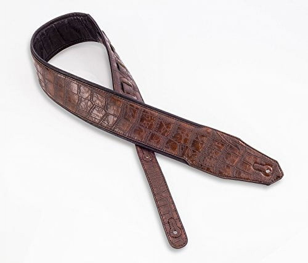 Walker & Williams F-12D Dark Brown Alligator Pattern Padded Guitar Strap