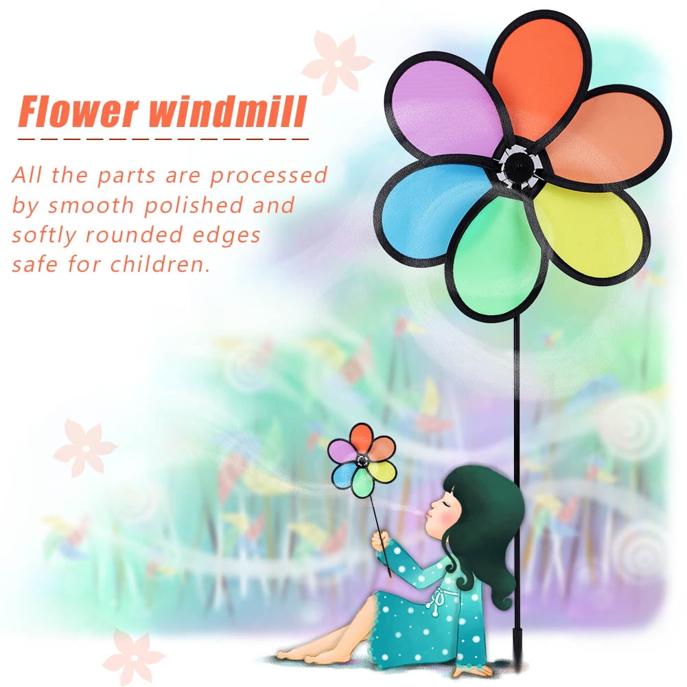 YMIKO DIY Multicolor Flower Windmill Pinwheel Whirligig Garden Windmill Plastic Toy... by