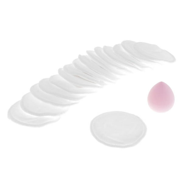 16 piezas de esponjas de limpieza de bambú natural, toallitas desmaquillantes, almohadillas para rímel Blanco Sunnimix Limpieza facial Puffs Pads