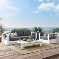 thumbnail image 2 of Lounge Sectional Sofa Chair Table Set, White Gray Grey, Aluminum, Metal, Fabric, Modern Contemporary, Outdoor Patio Balcony Cafe Bistro Garden Furniture Hotel Hospitality, 2 of 10