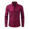 thumbnail image 2 of Dresfit Mens Dress Shirts Long Sleeve Button Down Shirt Spring Regular Fit Collared Solid Tops 2026 Anti Wrinkle Button Up Business Formal Shirt Purple L, 2 of 9