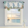 thumbnail image 4 of Valances for Windows Retro Ocean Seahorse Seaweed Coral Rod Pocket Short Curtain for Bathroom Living Room Bedroom Marine Life on Burlap 1 Panel 42x12in, 4 of 9