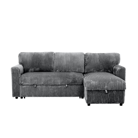 Urban Cali Calabasas Canapé Sectionnel-Lit Réversible en Velours Côtelé Minky de 89,5 Pouces avec Méridienne de Rangement (Gris Foncé)