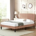 thumbnail image 4 of VECELO Queen Size Bed Frame, Modern Upholstered Platform Bed Frame with Adjustable Headboard, Wooden Slats Support/No Box Spring Needed, Coffee, 4 of 12
