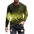 thumbnail image 2 of Blusas y camisas de manga larga con cuello redondo para hombre, blusa informal de manga larga con cuello redondo y estampado de rayas, blusa de poliéster para hombre, 2 of 5