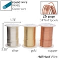 thumbnail image 6 of The Beadsmith Wire Elements 26-Gauge Lacquered Tarnish-Resistant Copper Wire for Jewelry Making, 4-34 Yard, 31.09 Meter Spools (Gold, Silver, & Copper Color), 6 of 9