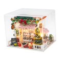 thumbnail image 4 of Kit de casa de muñecas navideña en miniatura 3D con luces, versátil para regalar en Valentín, modelo creativo de madera con cubierta antipolvo., 4 of 8
