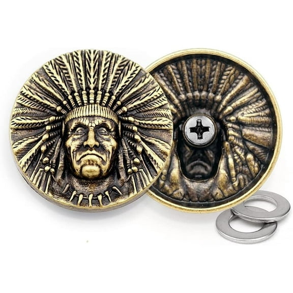 2 Sets 1-1/8 Inch Indian Coin Concho Snap Fasteners Ring-Socket Snaps Wallet Decorative Closure Button DIY Leather Craft (CHS20, Bronze)