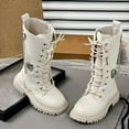 thumbnail image 4 of hopeusnice Kids High Top Boots Lace Up Closure Chunky Sole Trendy Design Durable Construction Suitable For Outdoor Adventures Daily Outings Beige 27, 4 of 9