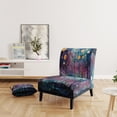 thumbnail image 2 of Designart "Celestial Charm I" Chaise d'Appoint Bleue Abstraite avec Collages - Fauteuil Moderne pour Chambre, 2 of 7